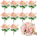 Olgaa 12 Bundles Peonies Artificial Flowers Silk Flowers Fake Peony Bouquet Faux Peonies Flowers Bulk for Wedding Decor Centerpiece Table Decorations (Pink)