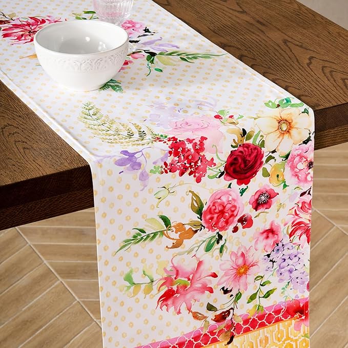 Maison d' Hermine Tablerunners 100% Combed Cotton Premium Table Runner Decorative Table Cover for Home, Kitchen, Dining, Parties & Camping, Summer Joy, Double Layer - (14.5"x108")
