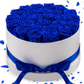 27 Forever Roses in Luxury White Box, Eternal Real Roses Gift for Women, Preserved Flowers for Delivery Prime, Anniversary, Valentine's Day, Birthday for Her (Blue)