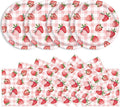 40 Pcs Strawberry Plates and Napkins Party Supplies, Pink Gingham Disposable Paper Plates and Napkins Tableware Set for Strawberry Shortcake Baby Shower Birthday Party Decorations