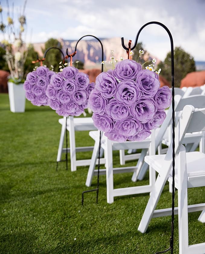 Artificial Roses with Stems,30PCS Glitter Roses Bouquet Lilac Flowers for Wedding Bouquet Party Christmas Home Decor(Lilac)
