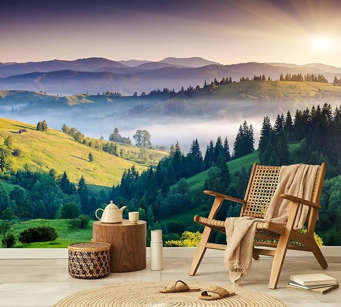 PYFFYP- Tropical Natural Landscape Forest Wallpaper murals for Bedroom(Not Peel and Stick)