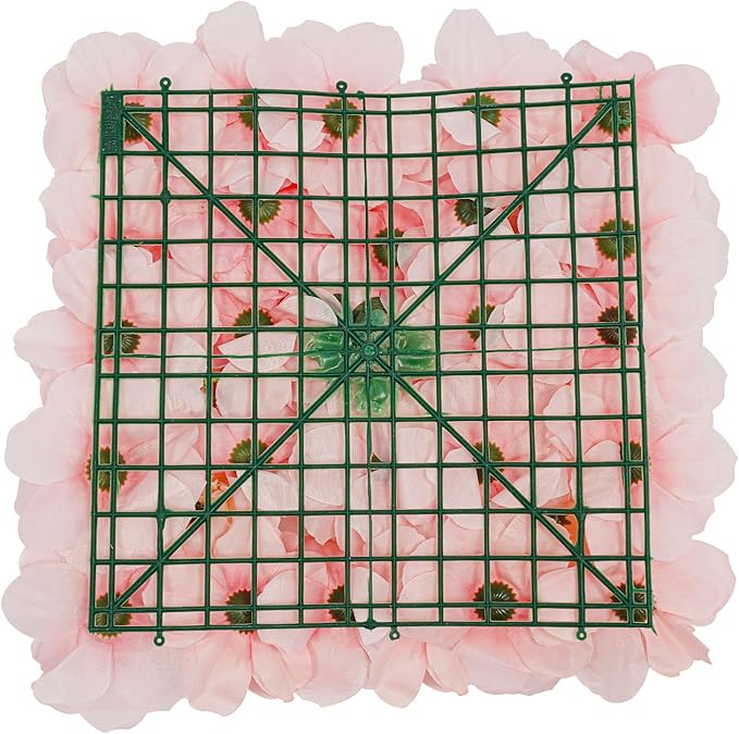 12pcs Artificial Flower Panels, 3D Floral Mat Silk Hydrangea Rose Floral Panel for Wedding Backdrop Wall Decor Shop Photo Backdrop, Festival & Event Wall Décor (15 x15in, Champagne Pink)
