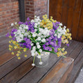 Artificial Flowers, 12 Bundles UV-Resistant and Not-Fading PE Faux Plants Flowers for Outdoor Planters Home Garden Porch Wedding Décor, Yellow Purple White