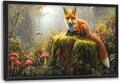 Forest Fox Large Wall Art Framed Rustic Wall Decor for Living Room Fox Mushroom Pictures Oversized Canvas Print Painting Modern Extra Large Framed Artwork for Bedroom Office 36"x24"