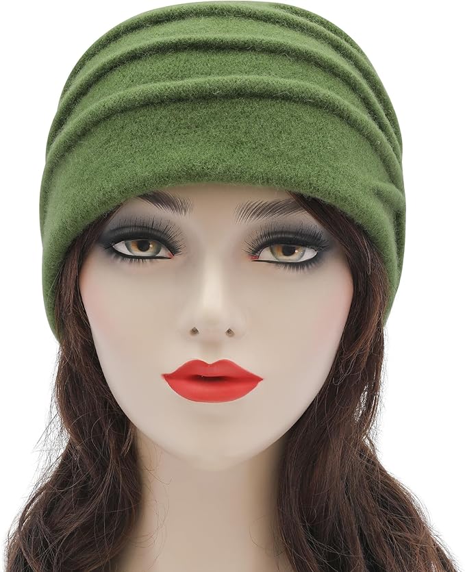 ZLYC Women Wool Cloche Bucket Hat 1920s Vintage Dress Winter Hats with Flower Accent