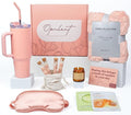 Luxury Self Care Gifts for Women, Get Well Soon Gift Basket, Care Package for Women with Cozy Blanket, 40oz Tumbler, Candle, Bath Salts, Spa Gift Box and Birthday Hug in a Box for Her, Pink Sand