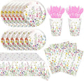 141pcs Spring Wildflower Party Decorations include Wildflower Plates Napkins Forks Knives Straws Tablecloth Cups for Floral Baby Shower Birthday Decorations,Suitable for 20 Guests