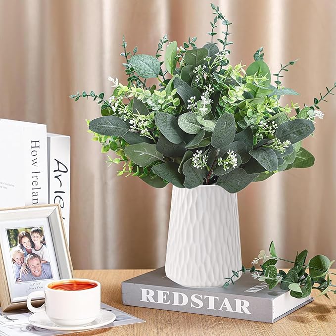 Eucalyptus Leaves Stems 150 PCS, 4 Kinds Mixed Artificial Greenery Stems for Wedding Decor Vase Floral Arrangement Centerpiece