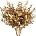CATTREE Artificial Gold Plants for Christmas, Golden Leaves Plant Plastic Faux Shrubs Fake Simulation Spiky Grass Bushes for Indoor Outdoor Wedding Decoration Hall Table Planter Filler 4 Pack