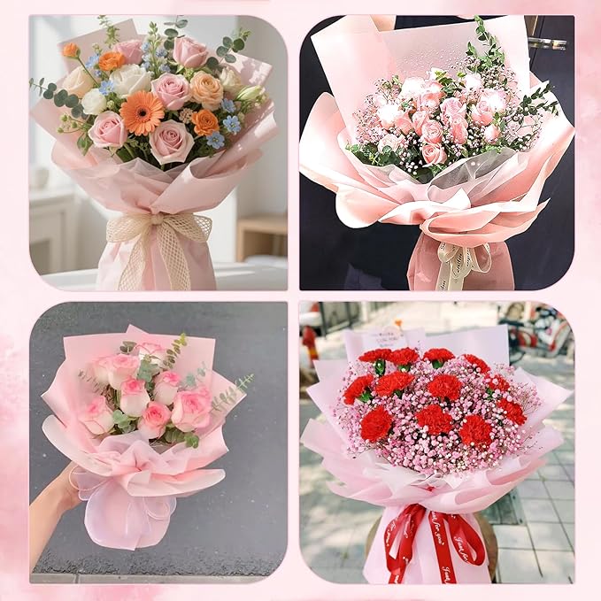 DNSGOOR 20 Sheets Flower Wrapping Paper, Waterproof Floral Bouquet Wrapping Paper, Korean Bouquet Paper Florist Supplies for Birthday, DIY Crafts, Gift Packaging, Wedding, Birthday Gift