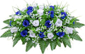 Artificial Cemetery Flowers Saddle-Shaped Tombstone Decorations Non-Fading UV-Resistant（Blue+White Saddle ）