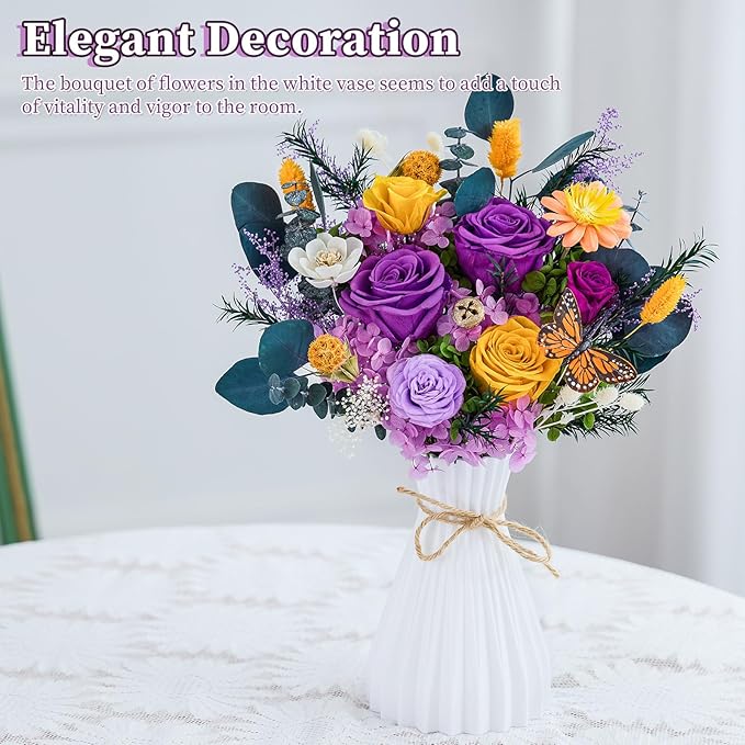 Flowers for Delivery Prime Forever Flowers Preserved Roses Bouquets Purple Flower Birthday Gifts for Women Valentine's Day Mothers Day Graduation