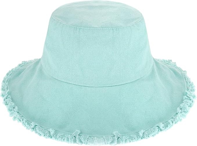 CHOK.LIDS Frayed Bucket Hats for Women Men Unisex Trendy Washed Cotton Floppy Wide Brim Boonie Outdoor Summer Beach Headwear
