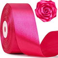 1-1/2 Inch Wide Rose Red Satin Ribbon, 50 Yards Solid Polyester Fabric Ribbon for Roses Making, Gift Wrapping, Christmas, Wedding Decorations, Crafts, Bows
