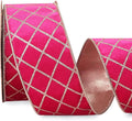Ribbli Hot Pink Velvet Ribbon Wired with Glitter Diamond Grid 2-1/2 Inch Christmas Ribbon for Christmas Tree Decoration Big Bow Gift Wrapping Crafts Wreaths Garland Supplies - 10 Yards