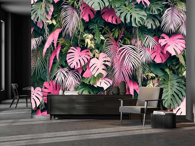 Cliouar-Wall Mural Wallpaper for Bedroom Living Room 3D Mural Monstera Tropical Plant Green Plant Banana Leaf Palm Leaf 158" x 110"(Not Self-Adhesive)