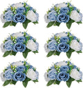 Sziqiqi Blue Flowers Artificial for Decoration Silk Kissing Balls for Wedding - Artificial Flower Ball Center Pieces Decoration for Table Floral Arrangement