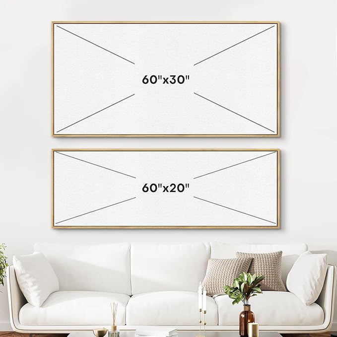 SIGNFORD Extra Large Framed Canvas Print Wall Art Modern Noir Leaves Monochrome Botanical Shadows Illustrations Modern Art Calm Warm for Living Room, Bedroom, Office - 60"x30"