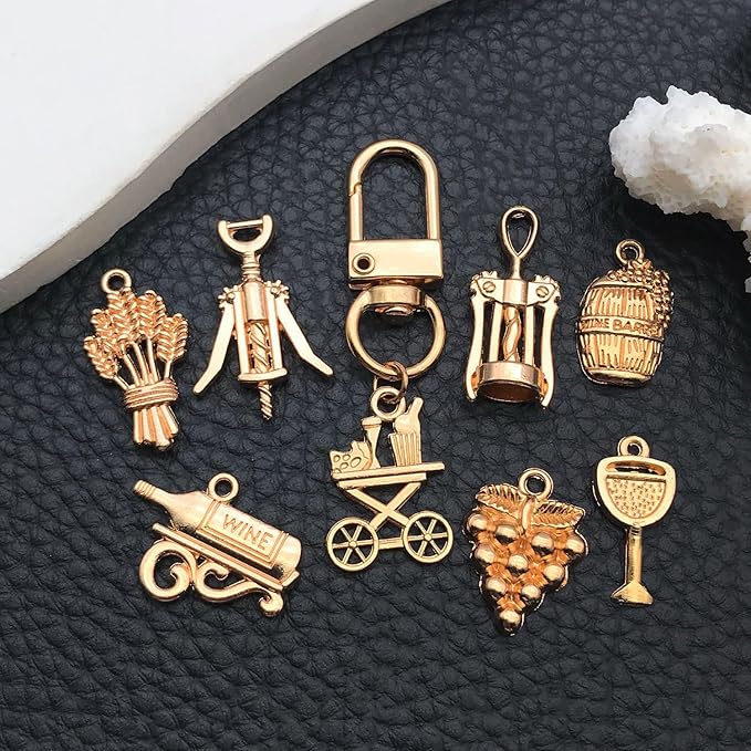 WOCRAFT 60pcs KC Gold Wine Charms Bracelet Charms for Jewelry Making Sets DIY Necklace Bracelet Keychain Crafting Charms Kit Craft Supplies (SN872)