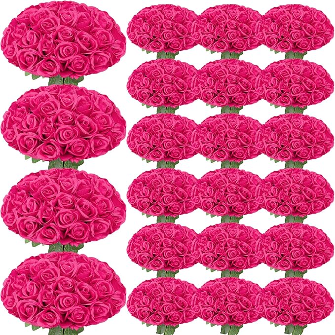 150 Pcs Roses Artificial Flowers, Silk Red Artificial Flowers Petals Long Stem Roses for Wedding Bouquet Home Party Decor