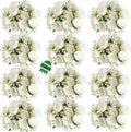 12 Bundles Peonies Artificial White Flowers Bouquet, Lifelike Silk Fake Peonies with Stems for Home Table Centerpieces, Wedding, Party & DIY Bridal Floral Arrangements (White)