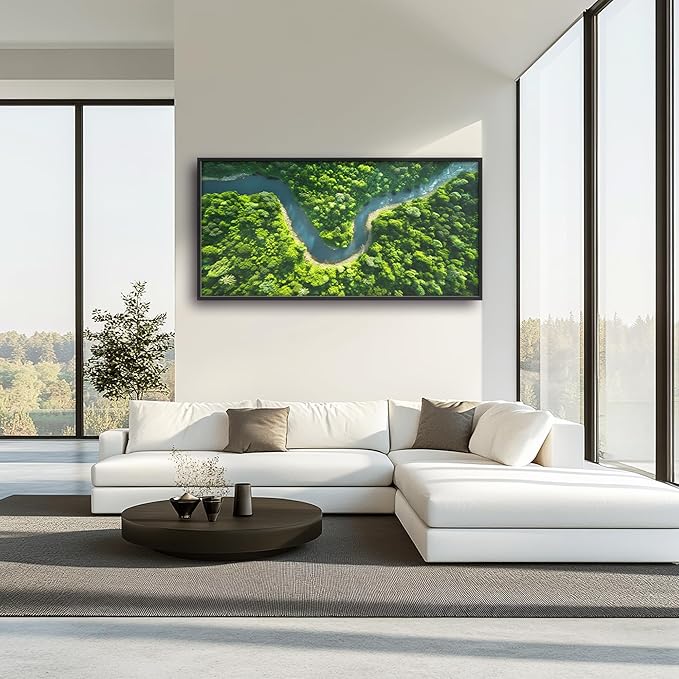 Framed Large Pictures Wall Art for Living Room, Forest River Landscape Oversized Wall Decor Nature Scenery Canvas Print Painting Extra Large Framed Artwork for Bedroom Office 60"x30"