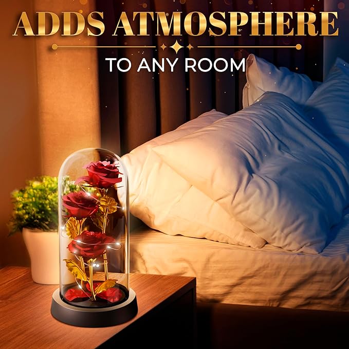 KETAR Rose in Glass Dome – LED Glass Rose Flower Lights, Romantic Flowers Roses for Home Decor, Christmas & Birthday Gifts for Women | Gifts for Mom, Grandma, & Girlfriend – Elegant Lighting Solution