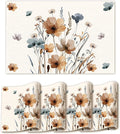 Brown Poppy Floral Placemats Set of 4, 12x18 Inch Flower Table Mats for Dining Farmhouse Kitchen Party Decor Home Decor - A03