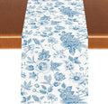 Blue Floral Table Runner, Spring Summer Sketch Wildflower Vintage Country Farmhouse Coffee Table Center Decor for Home Kitchen Dining Patio Holiday Party Table Decorations 13x90 inches