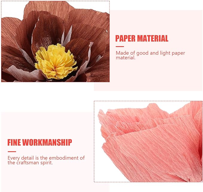 Garneck 11Pcs Multi-Color Paper Flower Decorations Crepe Handmade DIY Artificial Flowers for Party Home Wall Showcase Background Festive Decors