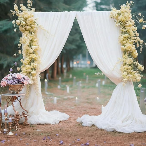 10ft x 10ft Cream White Backdrop Curtains, Wrinkle-Free Sheer Chiffon Fabric Photo Backdrop Drapes for Wedding Arch Party Ceremony Stage Photography Decorations