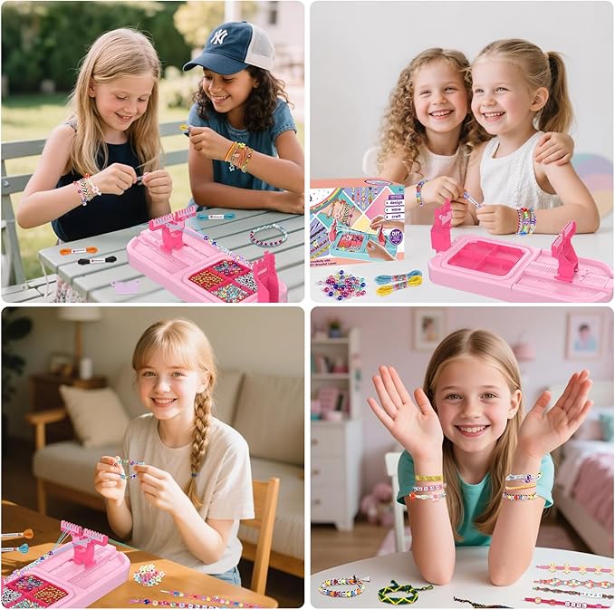 IFLOVE Arts and Crafts for Kids Ages 8-12,Friendship Bracelet Making Kit for Girl,DIY Arts and Crafts Maker for Kids,Jewelry Making Kit Christmas Gifts for Ages 6 7 8 9 10 11 12 Year Old (Rose)