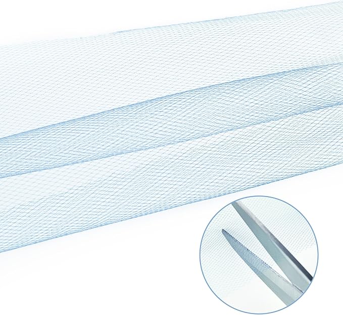 Dusty Blue Tulle Mesh Ribbon 6 Inch x 100 Yards(300ft) Netting Spool Fabric Ribbon Ideal for Tutu Skirt Art Gift Wrapping Flower Bouquet Crafts Weddings Floral Arrangements