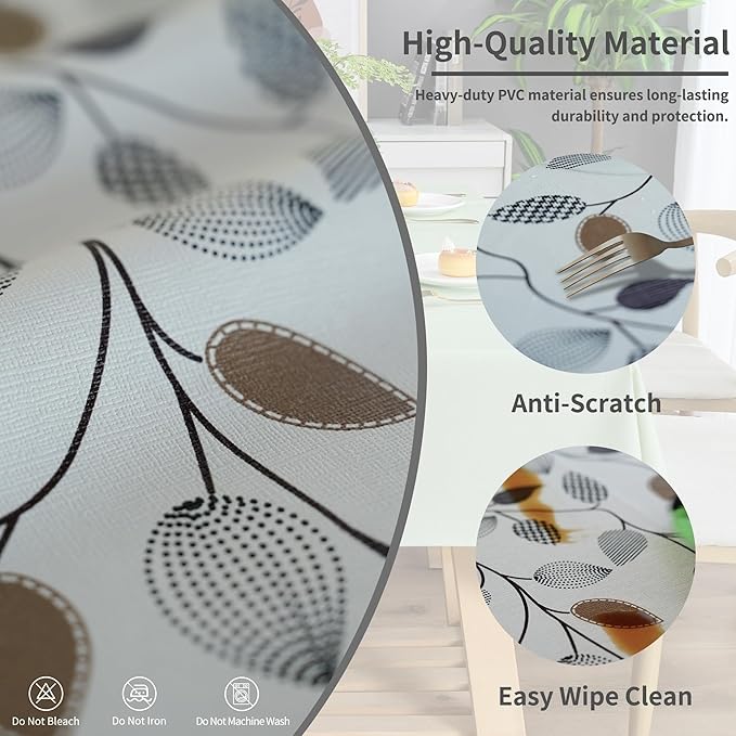 Rectangle Table Cloth,100% Waterproof Tablecloth Oil Proof Spill Proof Vinyl Table Cloth, Wipe Clean Plastic Table Cover for Dining, Camping, Indoor and Outdoor 54" x 84",Leaf