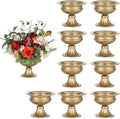NUPTIO Distressed Gold Vases for Centerpieces: 10 Pcs Small Compote Vases for Flowers - Metal Pedestal Bowl Decor for Wedding Table Home