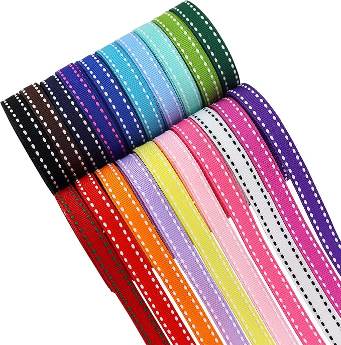 3/8" White Jump Point Grosgrain Ribbons, Perfect for Gift Wrapping Crafts Party Wedding Birthday Decoratio, DIY Crafts Bow Hair Headband Accessories Assorted Ribbon 40yd(20x2yd)