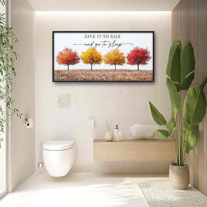 Framed Large Pictures Wall Art for Living Room, Trees Oversized Wall Decor Give It To God And Go To Sleep Canvas Print Painting Modern Extra Large Framed Artwork for Bedroom Office 60"x30"
