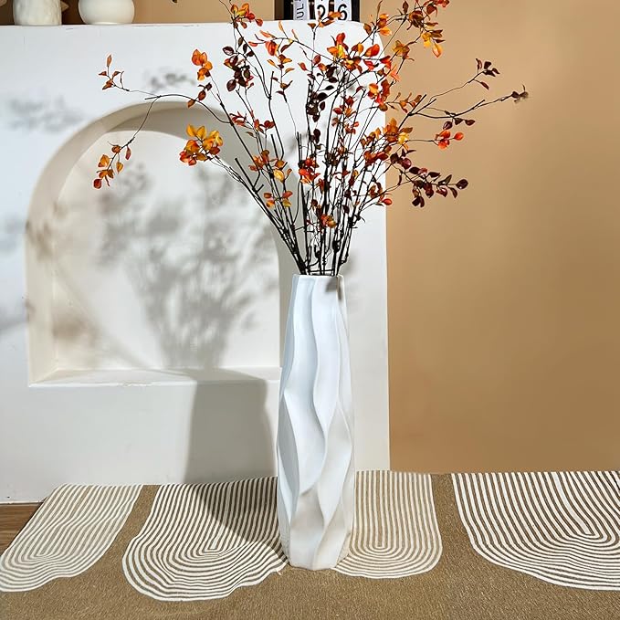 Large Floor Ceramic Vase 24 Inches Tall,White Modern Flower Tall Vases for Office, Home,Farmhouse,Living Room Décor,Simple Origami Design Fall Decorative Porcelain Flower Arrangement Vase Ideal Gift