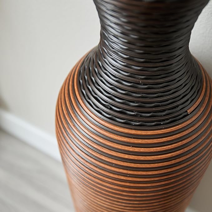 3 Pack Floor Vases Home Decor Large Tall, Modern Vintage PVC Vase for Living Room Floor Vase Set for Decorative Home 24-28 Inch 3pcs Black+Brown