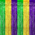 4 Pack Mardi Gras Foil Fringe Curtain Backdrop, 3.28Ft x 8.2Ft Gold Green Purple Metallic Tinsel Foil Fringe Streamers Curtains for Photo Booth, Wedding, Birthday Party Decoration
