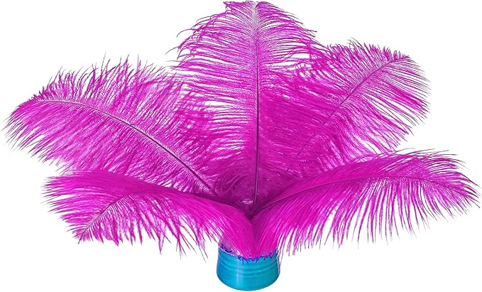 Piokio 20 pcs Fuchsia Ostrich Feather Plumes 6-8 inch(15-20 cm) Bulk for DIY Handmade Artwork and DIY Clothes, Feather Pens, Dream Catcher, Table Decoration.