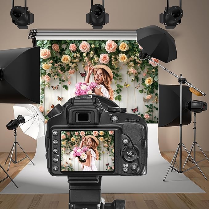 Baocicco 10x7ft Wooden Flower Backdrops for Photography Spring Botanical Green Leaf Butterfly Farmhouse Background for Engagement Bridal Shower Baby Shower Birthday Wedding Party Decoration Supplies