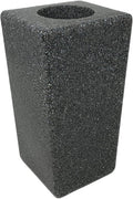 OPTIMUM Square Memorial Cemetery Flower Vase - Plastic (Black Granite) with Metal Ground Spike, Grave Marker, Decorations for Gravesite, Headstone Flowers Holder, Garden Lawn & Yard
