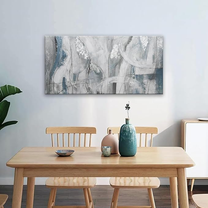 YISXINOAG Abstract Wall Art Ready To Hang White Wall Art Modern Fantasy Paintings Blue White Abstract Wall Decor Prints Canvas Art Wall Decor Painting For Bedroom Office Decoration 20" X 40"