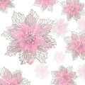 Geosar 24 Pieces Christmas Glitter Poinsettia Flowers Layered Artificial Xmas Flowers Wedding Christmas Tree New Year Ornaments 3/4/6 Inch(Pink)