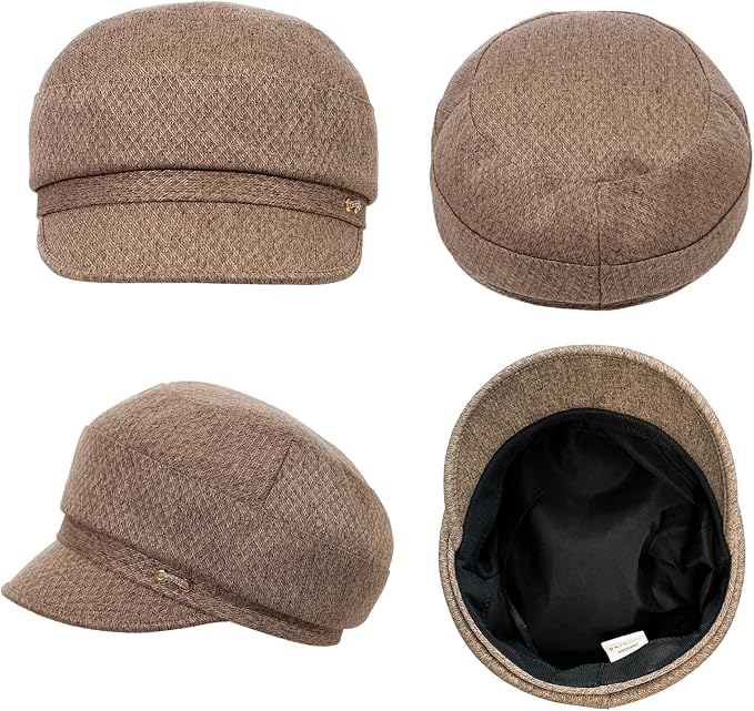Women Retro Classic Visor Newsboy Cabbie Cap Beret Hats with Flower Buckle for Woman Ladies