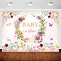 InMemory Baby in Bloom Backdrop Wildflower Baby Shower Decorations for Girl,Spring Wildflowers Baby in Bloom Baby Shower Banner Background Wild Floral BabyShower Party Supplies Photobooth Props 6x4ft