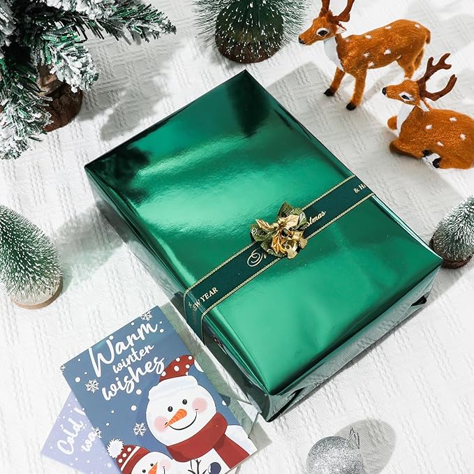 NESCCI Metallic Wrapping Paper, Solid Color Paper-3 Roll,17 Inches X 32.8 Feet Per Roll,Gift Wrapping Paper,Perfect for Wedding,Valentine's Day, Birthday,Baby Shower