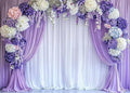 10x6ft Flower Photo Backdrop Floral Purple Photography Background White Curtain Spring Wedding Baby Shower Girl Princess Birthday Party Supplies Photo Studio Props